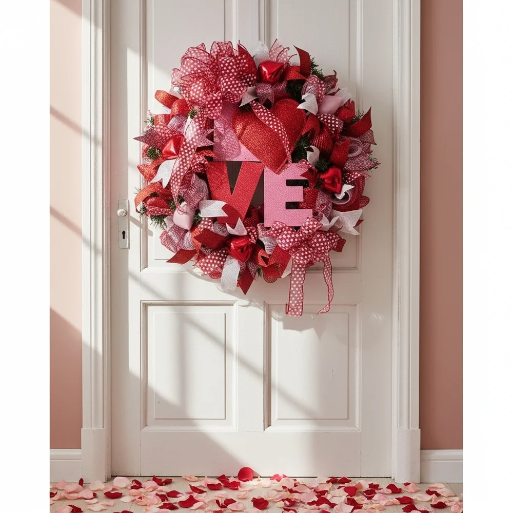 Valentine's Day Red and Pink Heart Wreath